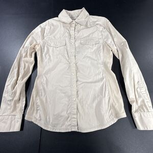 Converse One Star 100% Cotton Beige Button Down Shirt Women's Medium Y2K